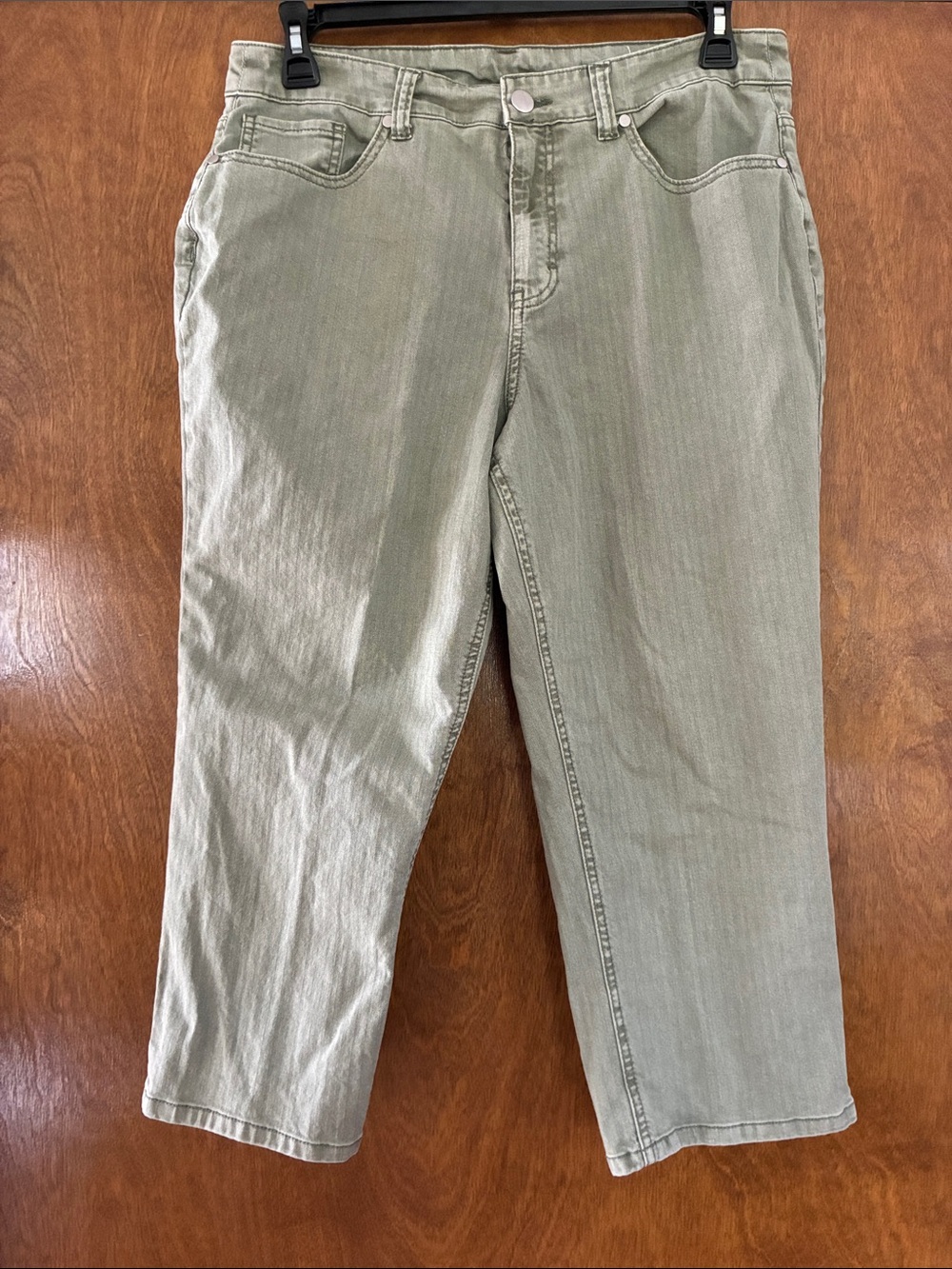 Christopher & Banks Olive Green Cropped Jeans Size 14 Petite